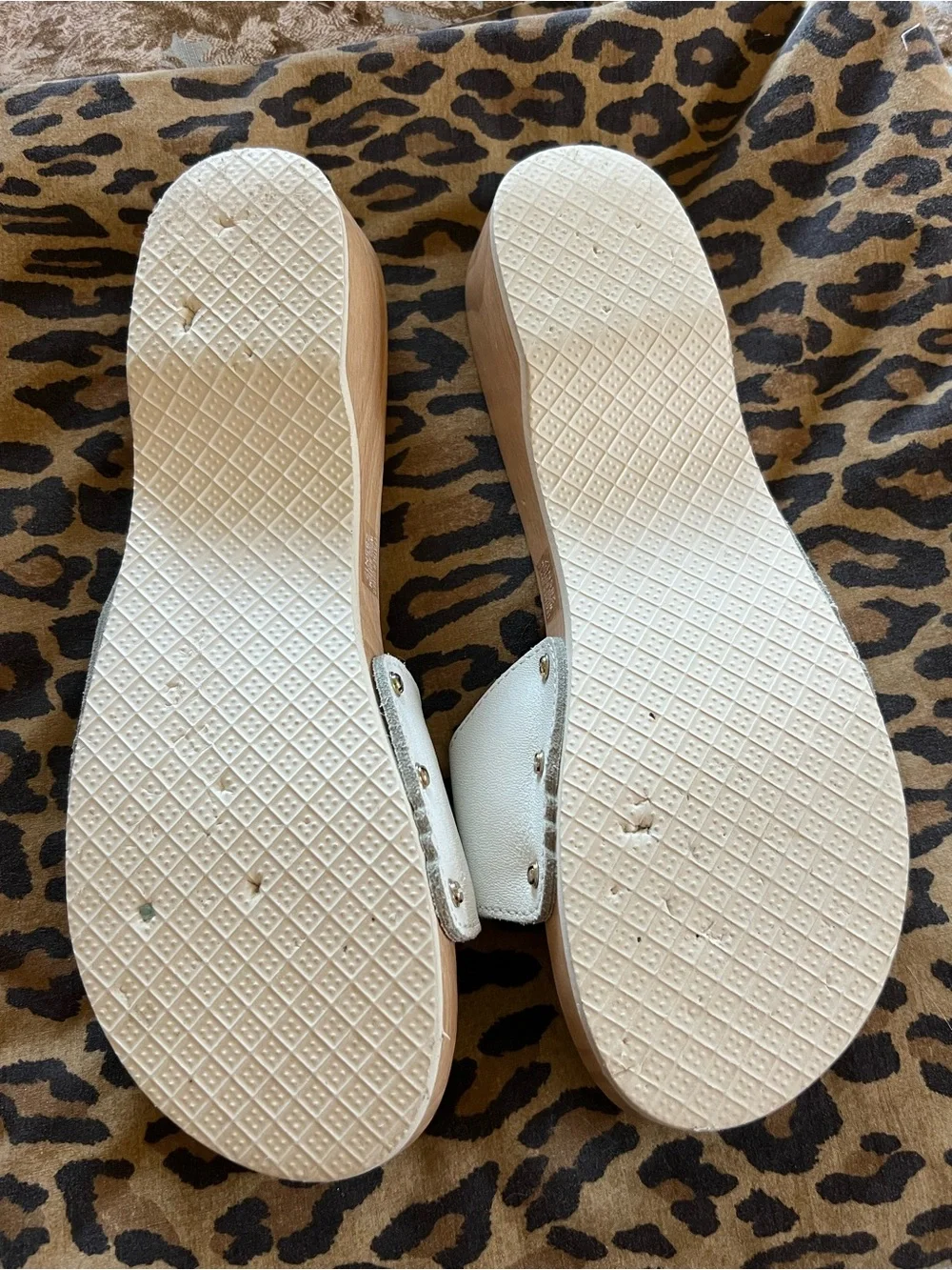 Vintage Dr Scholls Original Wooden Exercise Sandal Clog White Size 10 - Picture 3 of 3